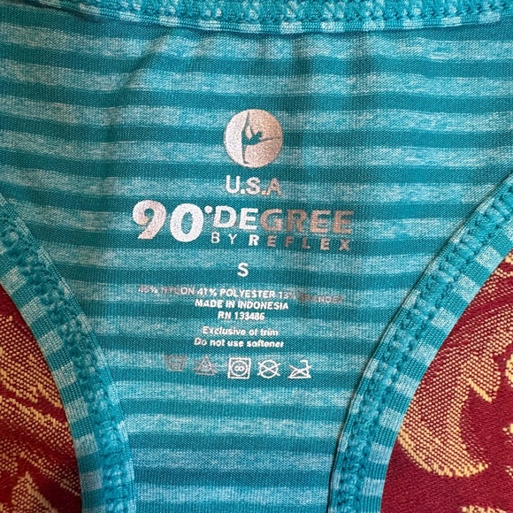 90 Degree by Reflex Racerback Turquoise Stripe Tank Women's S - Picture 2 of 4